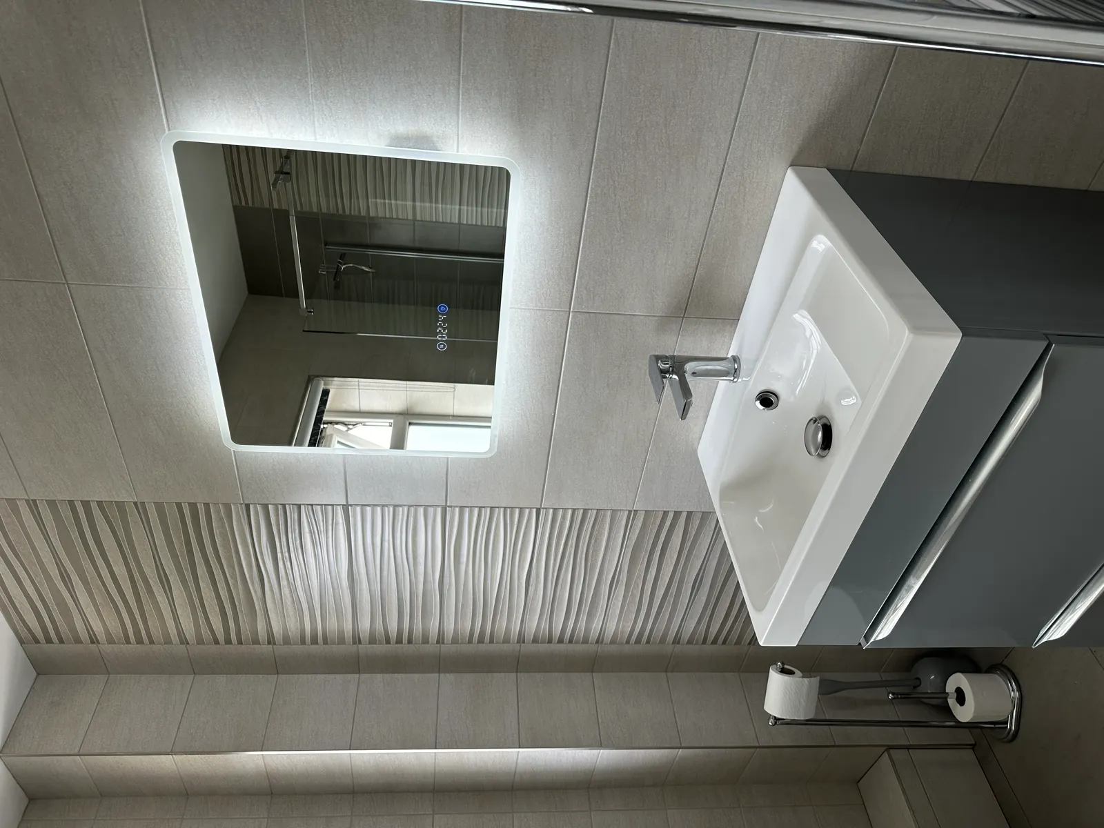 Modern fully tiled bathroom in Norfolk
